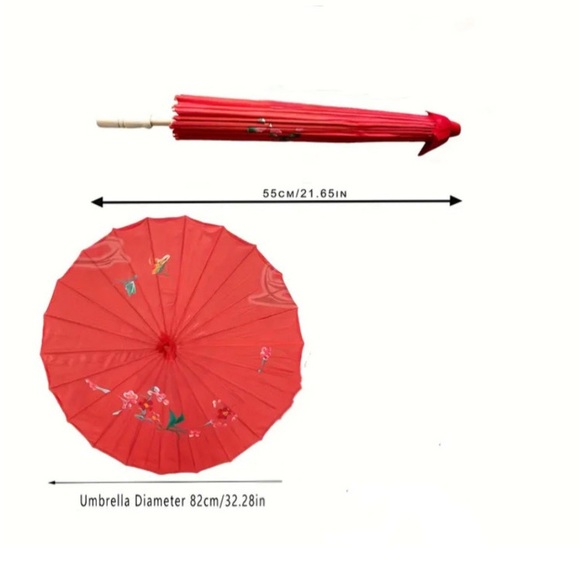 Pink Japanese Parasol Chinese Nylon Umbrella for Photos Costumes Wedding Sz 32” - Picture 11 of 12